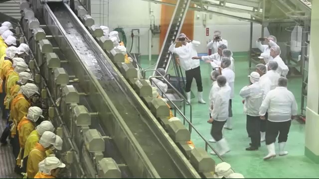 中国の禁輸措置で影響を受けるホタテの加工場を視察（北海道紋別市 9月14日）