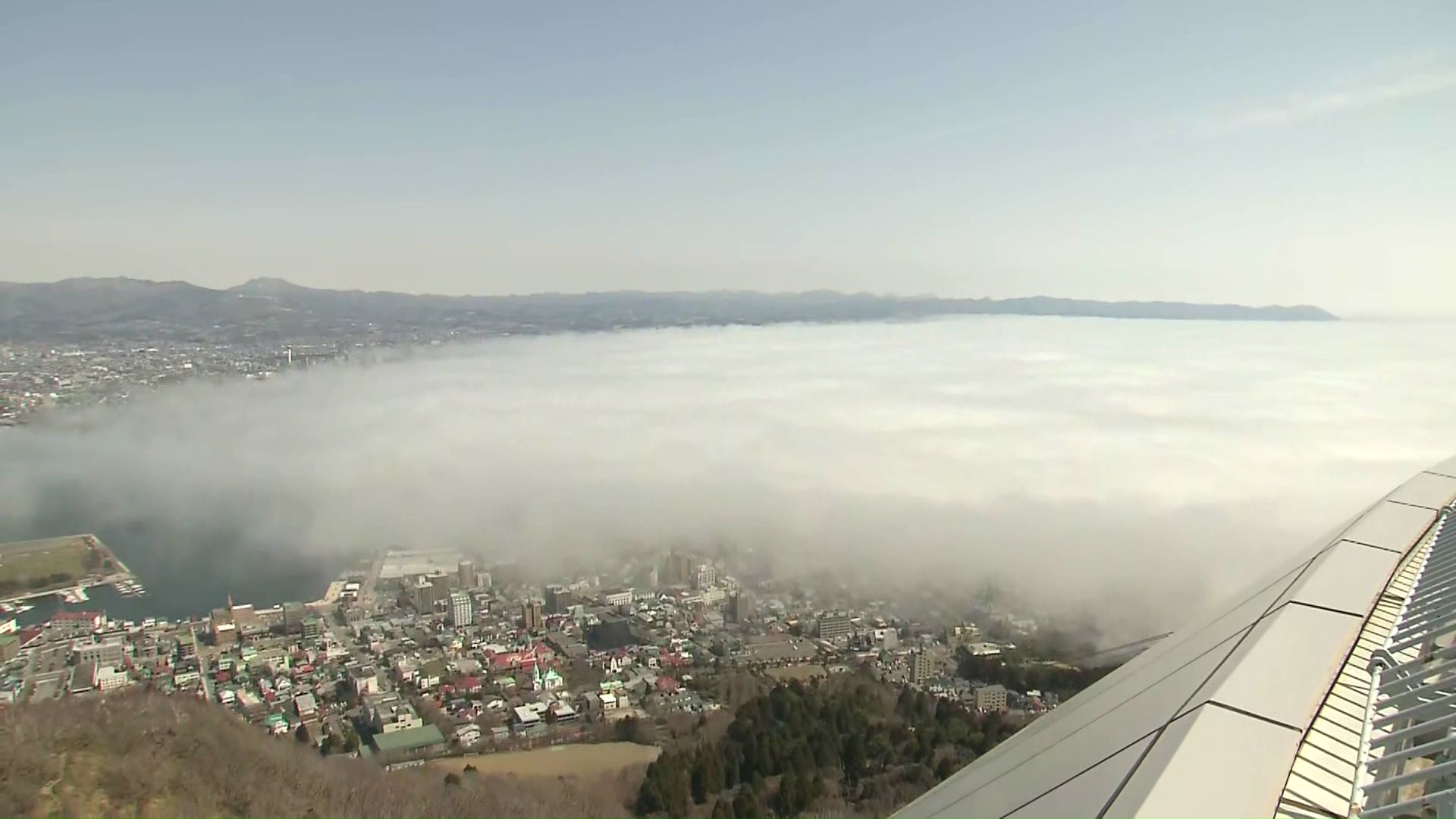函館山では雲海が…