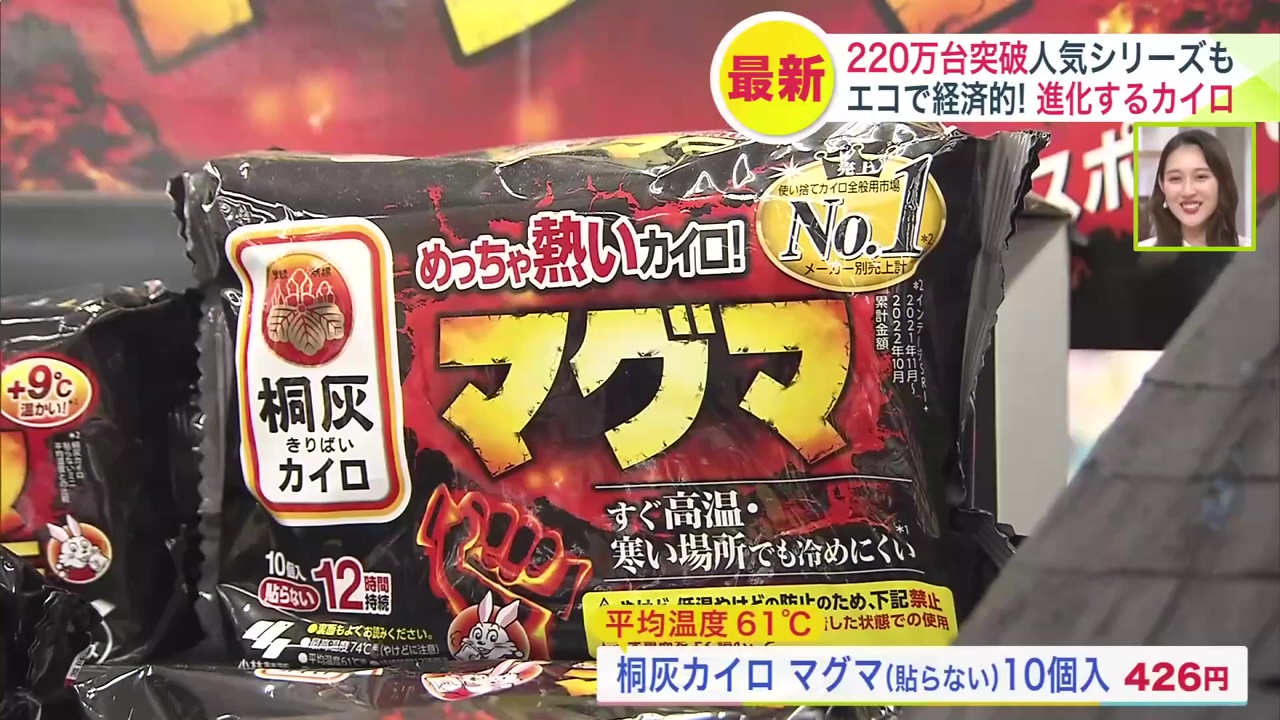 ほかより温度が10℃ほど高いカイロも