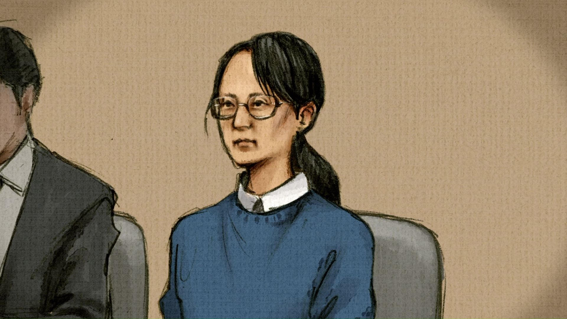 廷内の浩子被告の様子