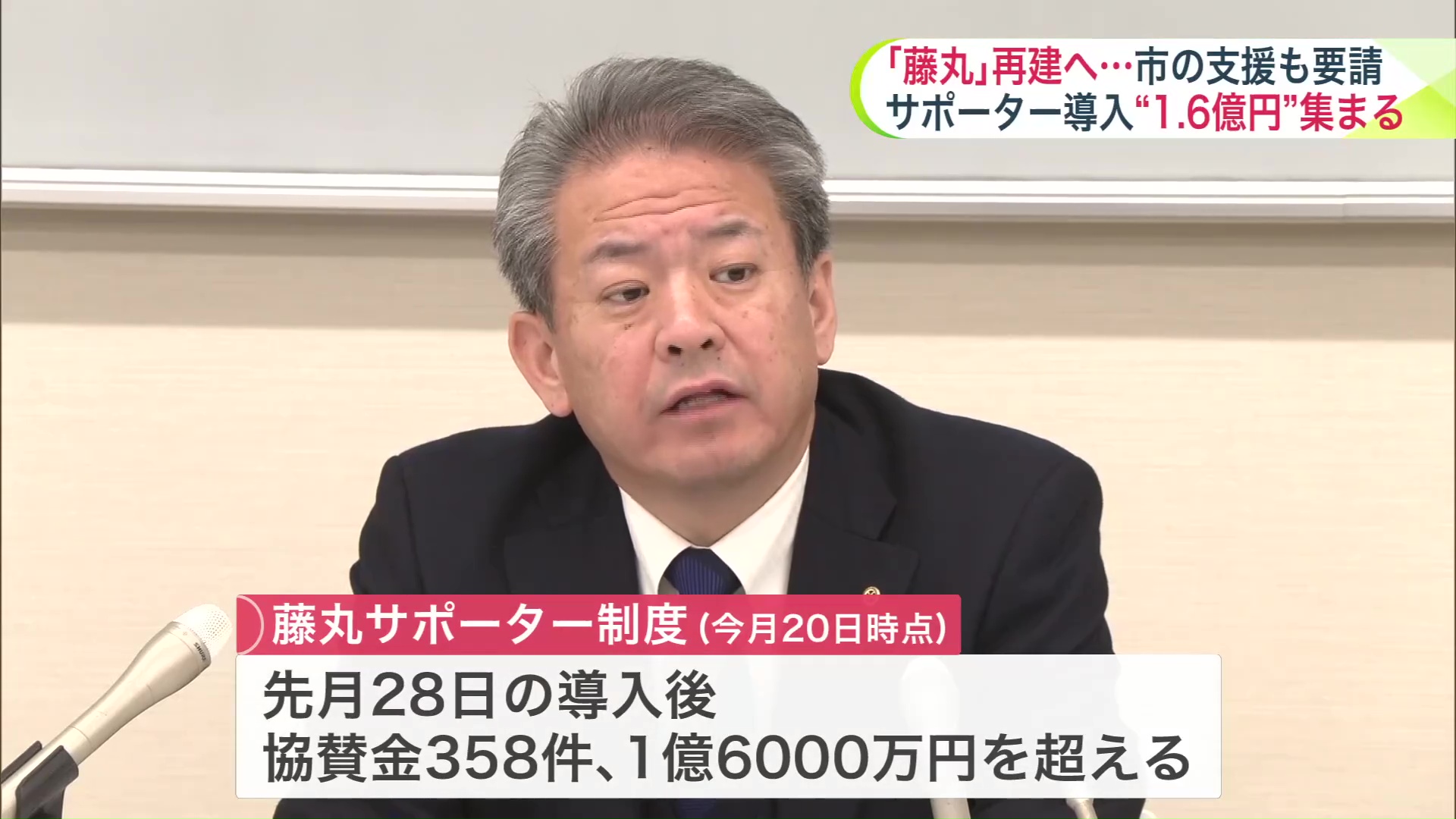 サポーター制度募集で1億6000万円以上が寄せられる