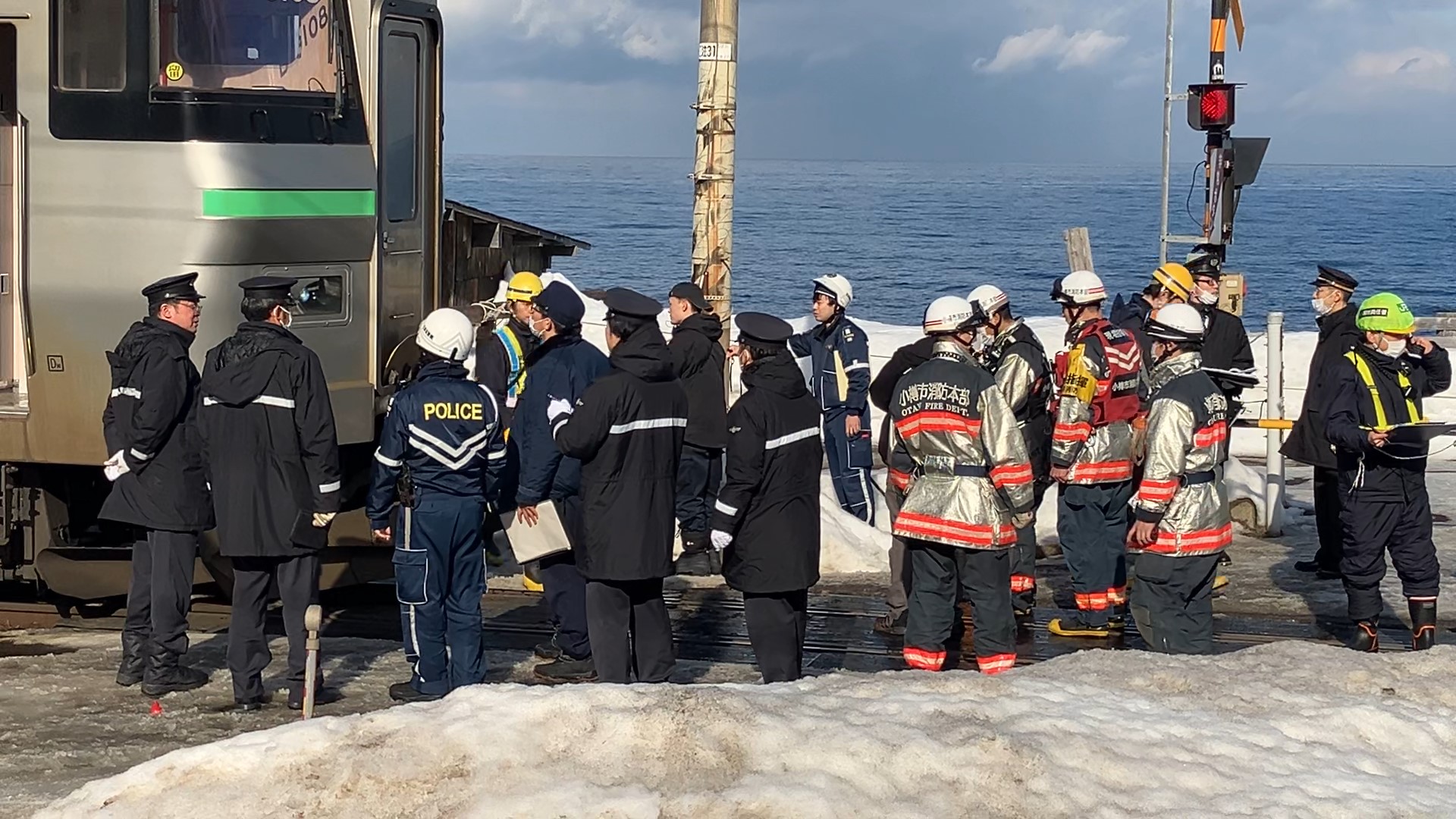 事故があった踏切(小樽市朝里)