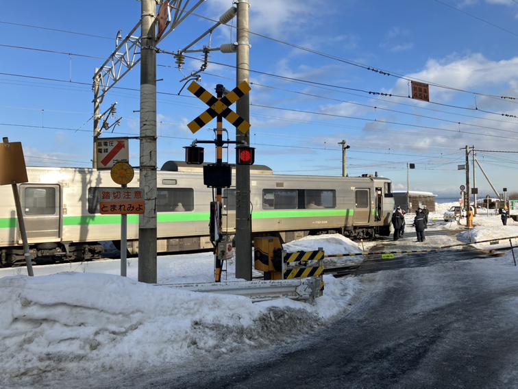 事故があった踏切(小樽市朝里)
