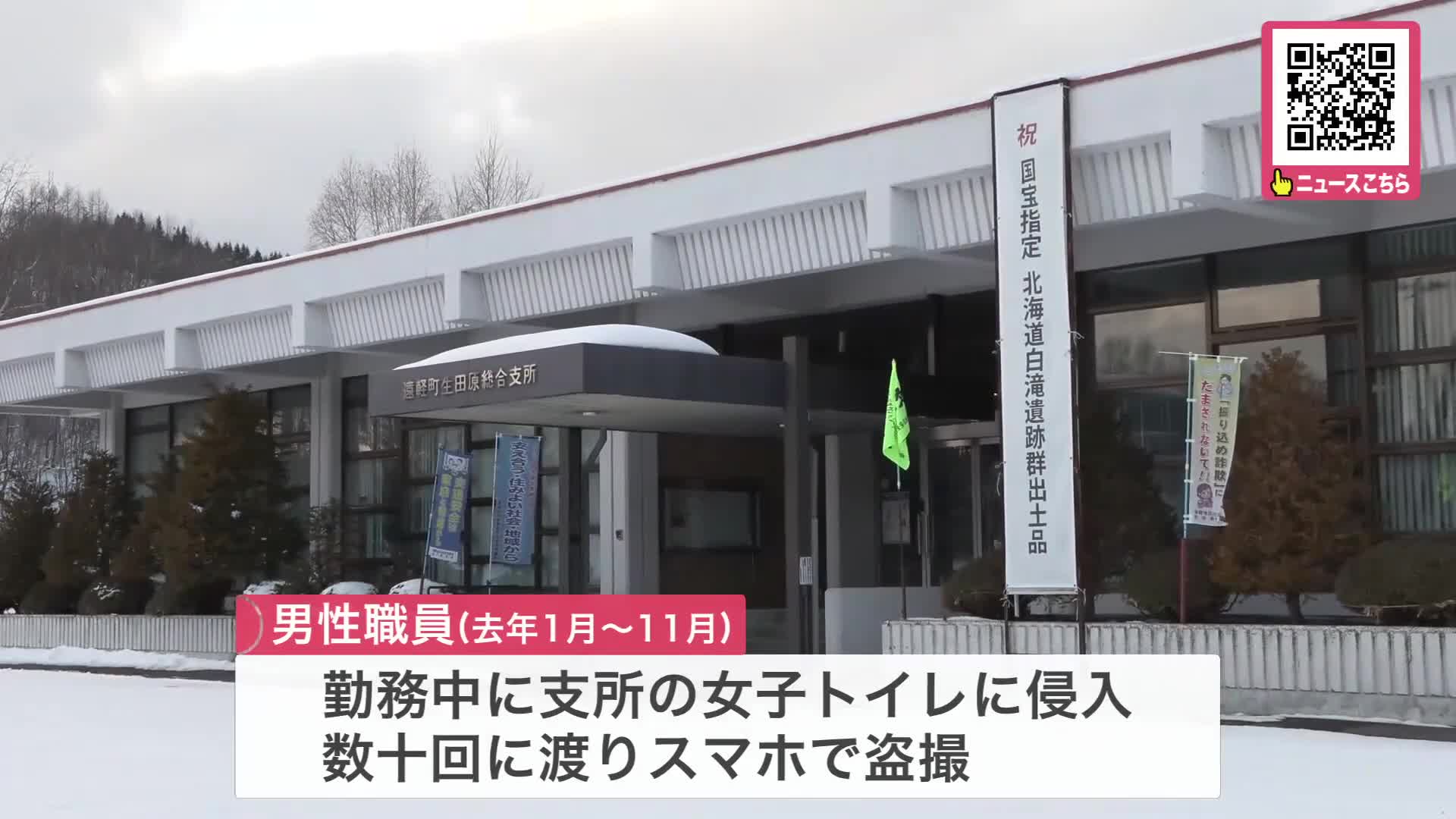 山のトイレ　盗撮 役場の女子トイレで盗撮繰り返す…20代の男性町職員を『免職処分』に―個室の上からスマホで動画撮影、複数の女性職員が被害「性的欲求を満たすためだった」  北海道遠軽町