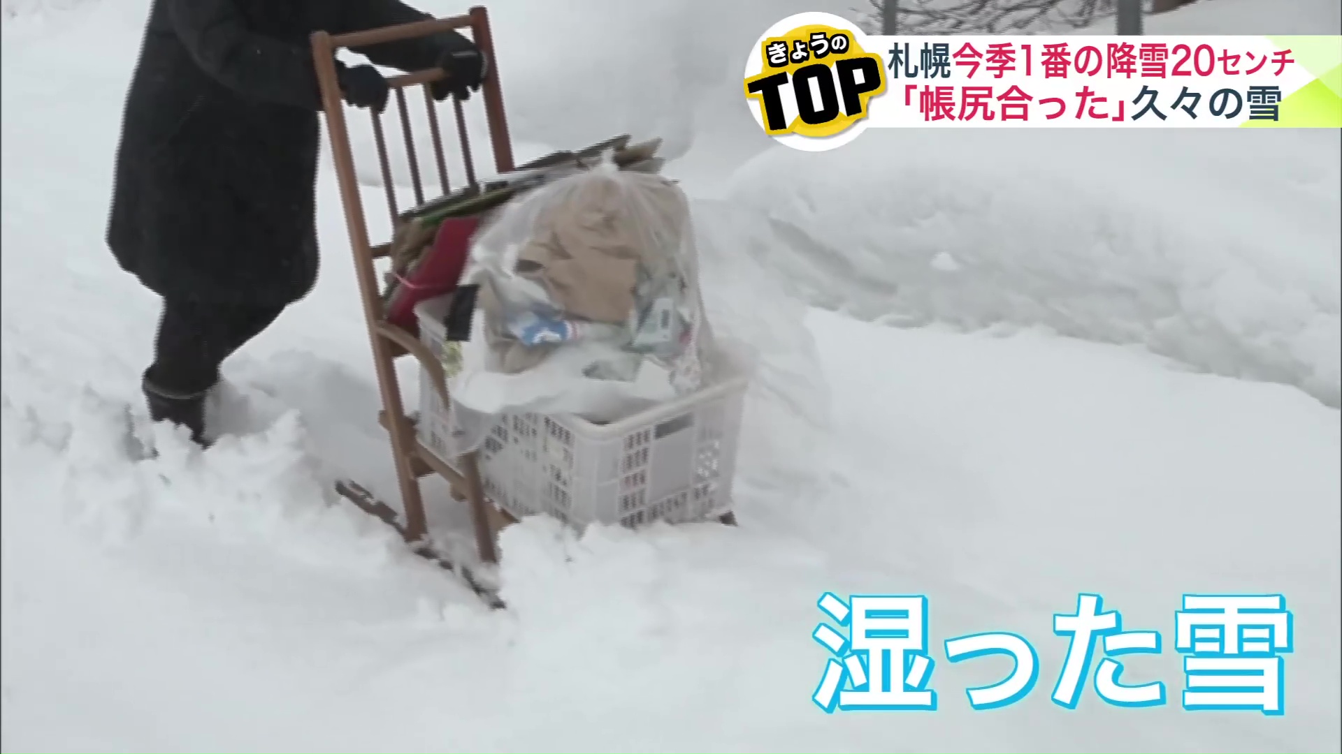 留萌市で湿った雪