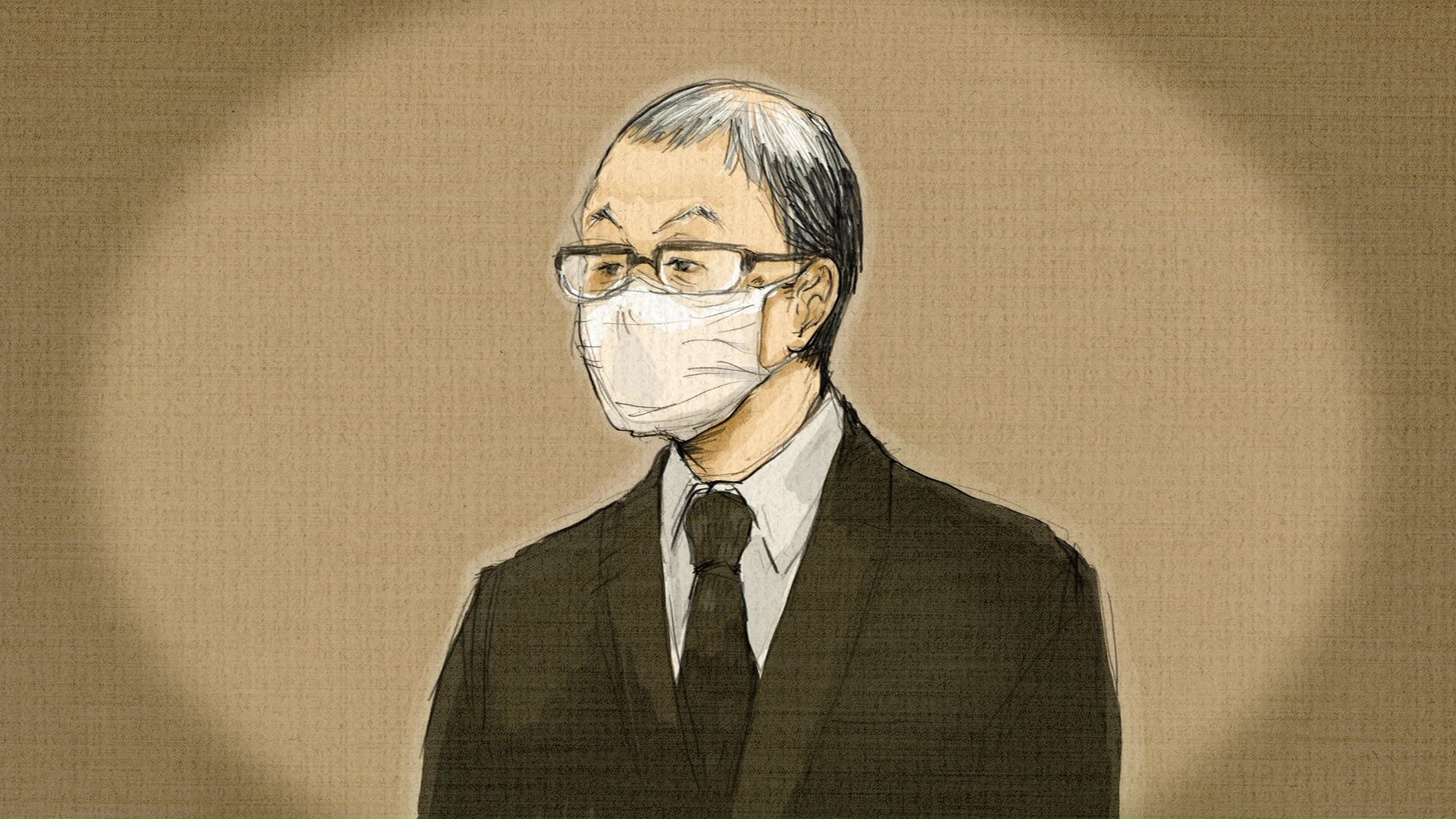 改めて起訴内容を否認した田村修被告＝イラスト