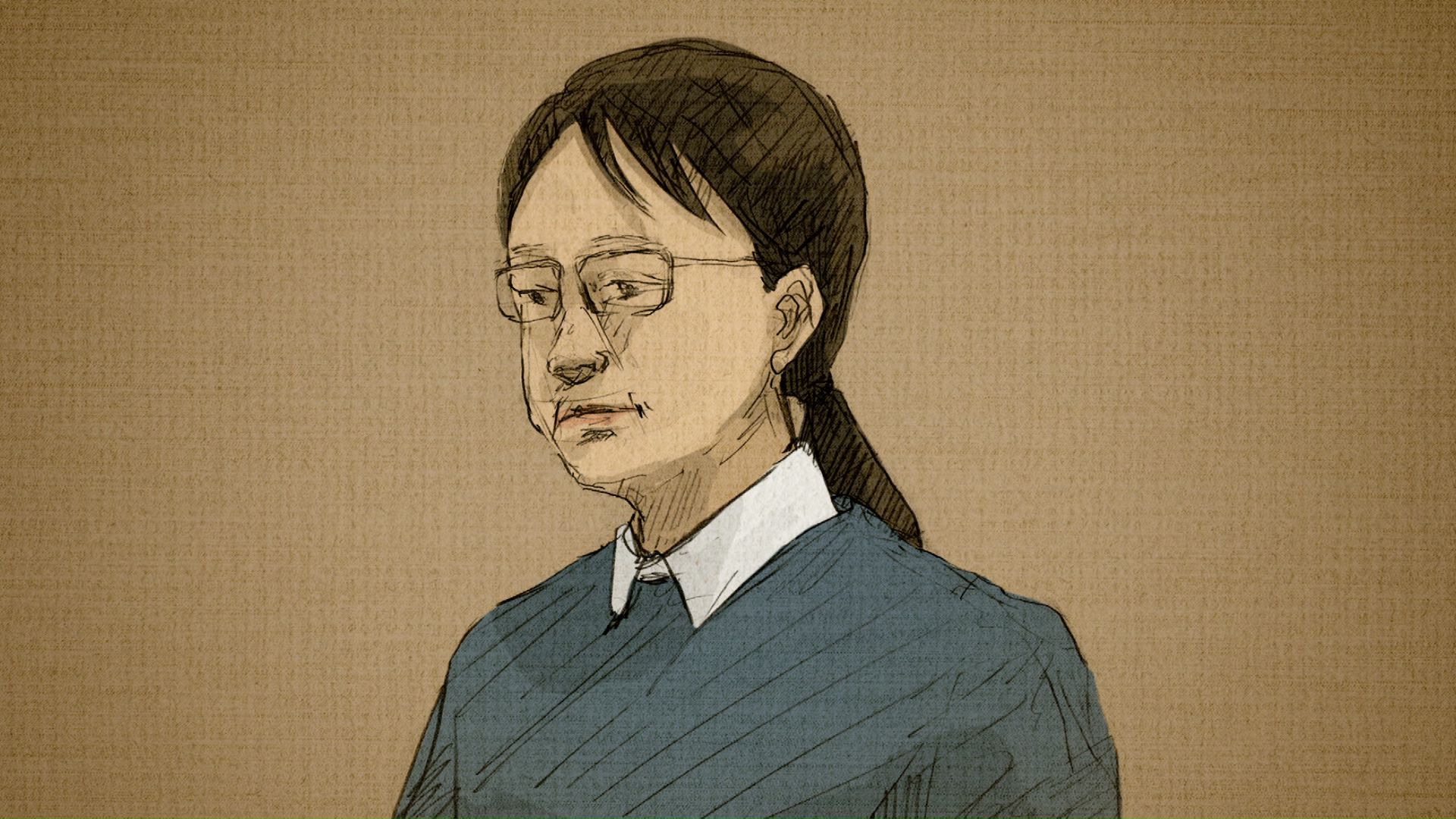 田村浩子被告（廷内イラスト）