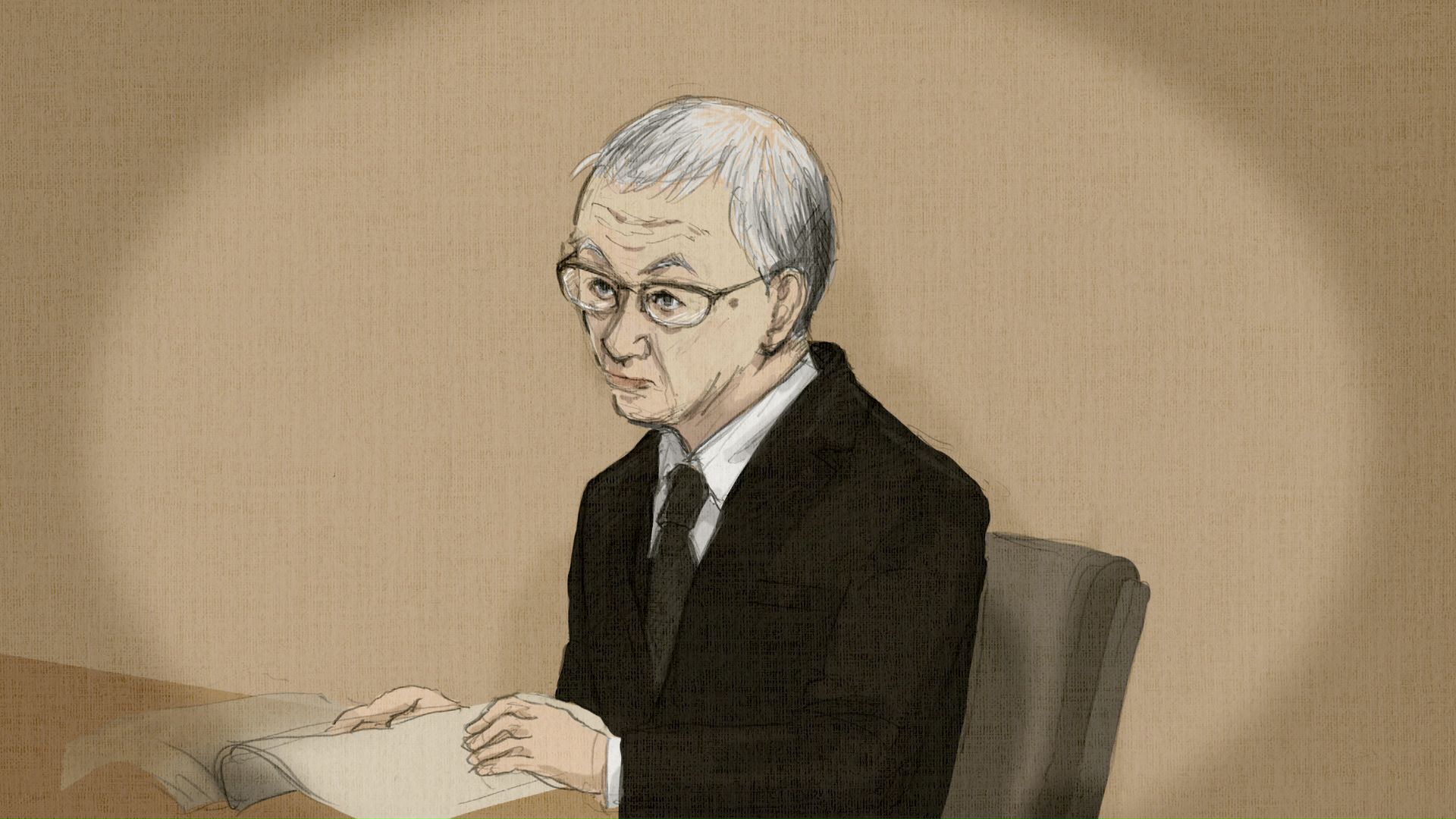 父親・田村修被告（廷内イラスト）