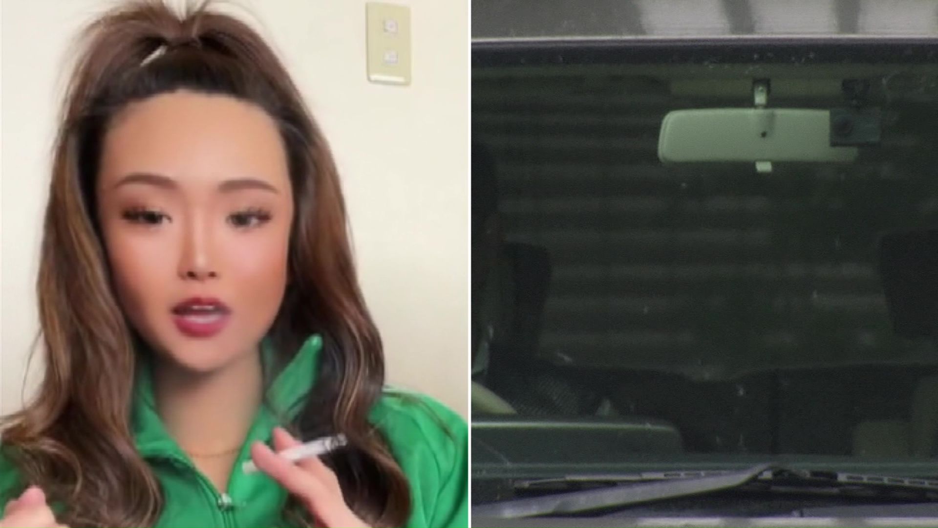 内田被告（左）と、小西被告を乗せた車（右）