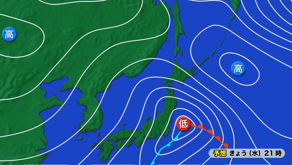 5日夜の予想天気図