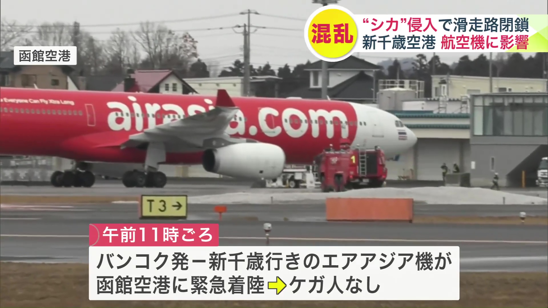 新千歳行きの「エアアジア」機が函館空港に緊急着陸