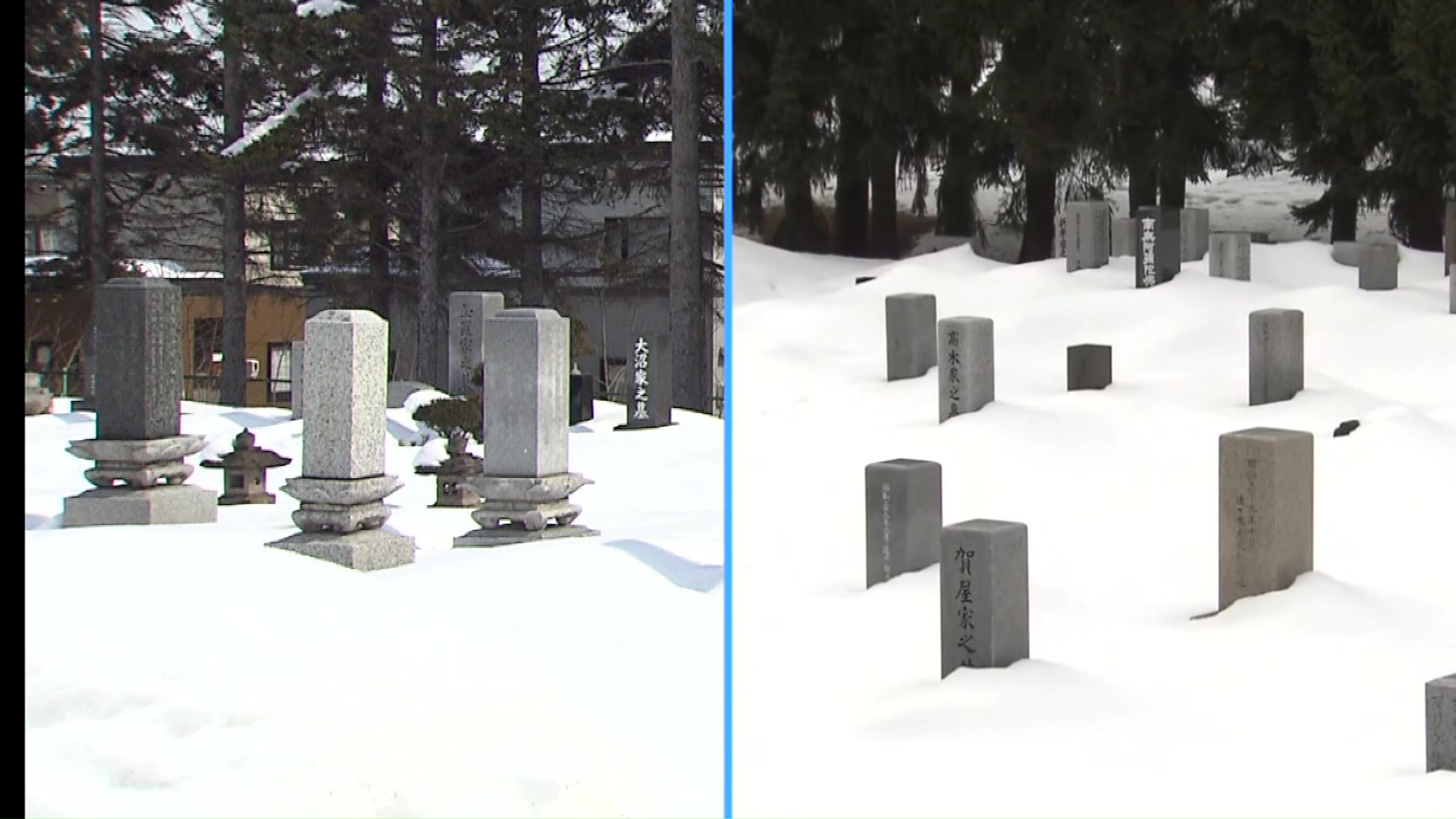 2025年(左)と2024年(右)の積雪量比較