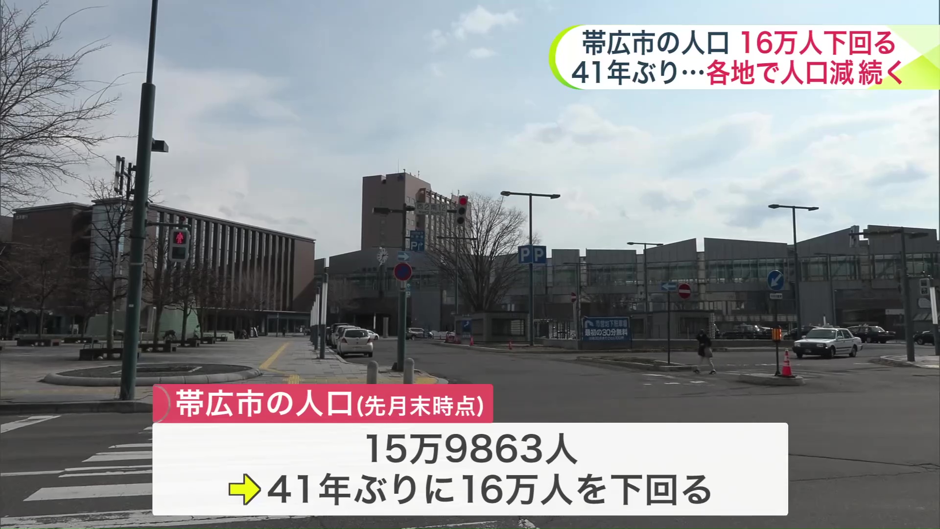 41年ぶりに16万人を下回った帯広市