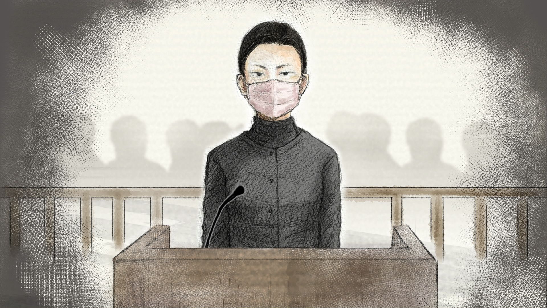 証人として出廷した際の内田被告(イラスト)