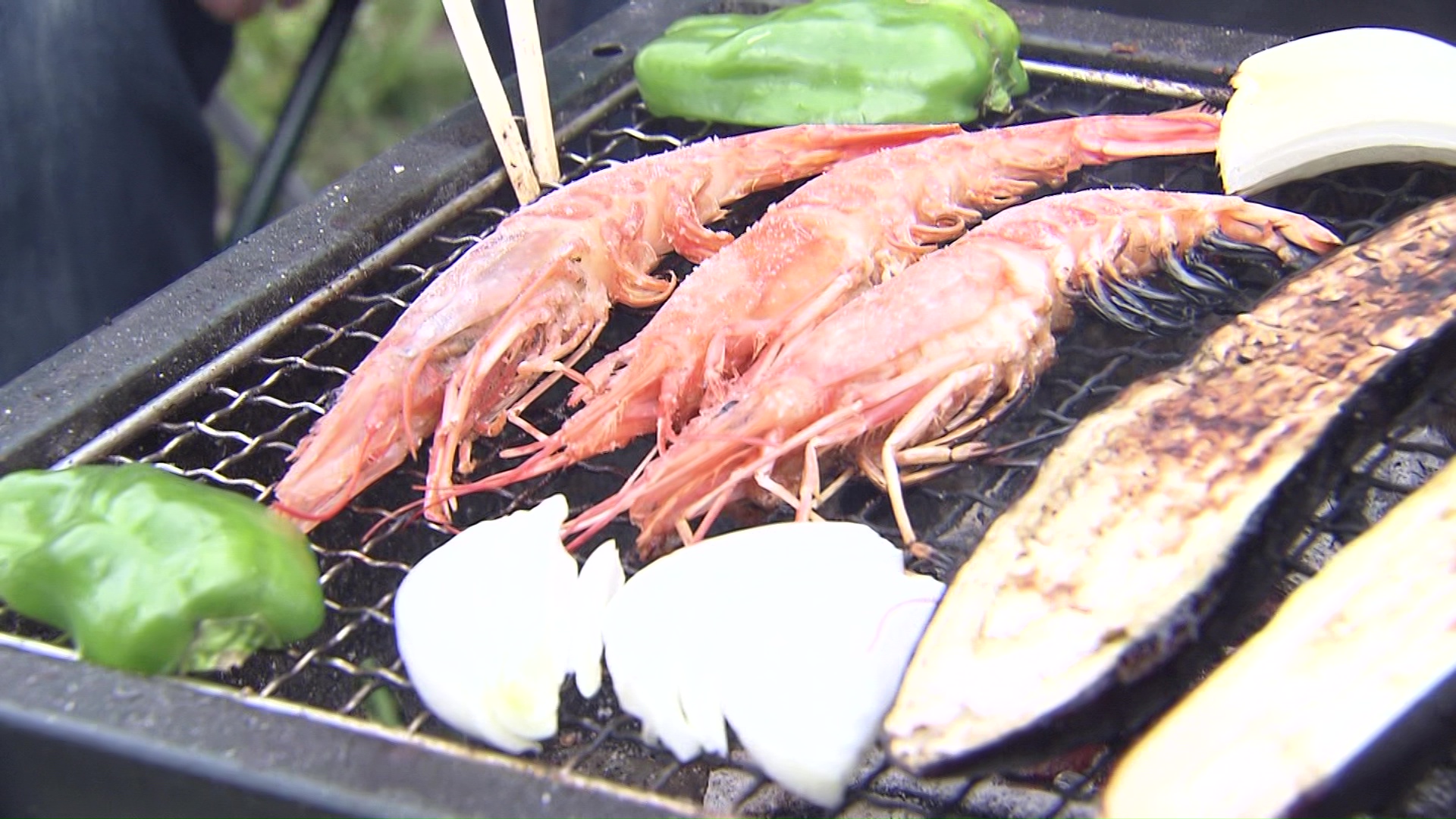 豊平川の河川敷でバーベキュー