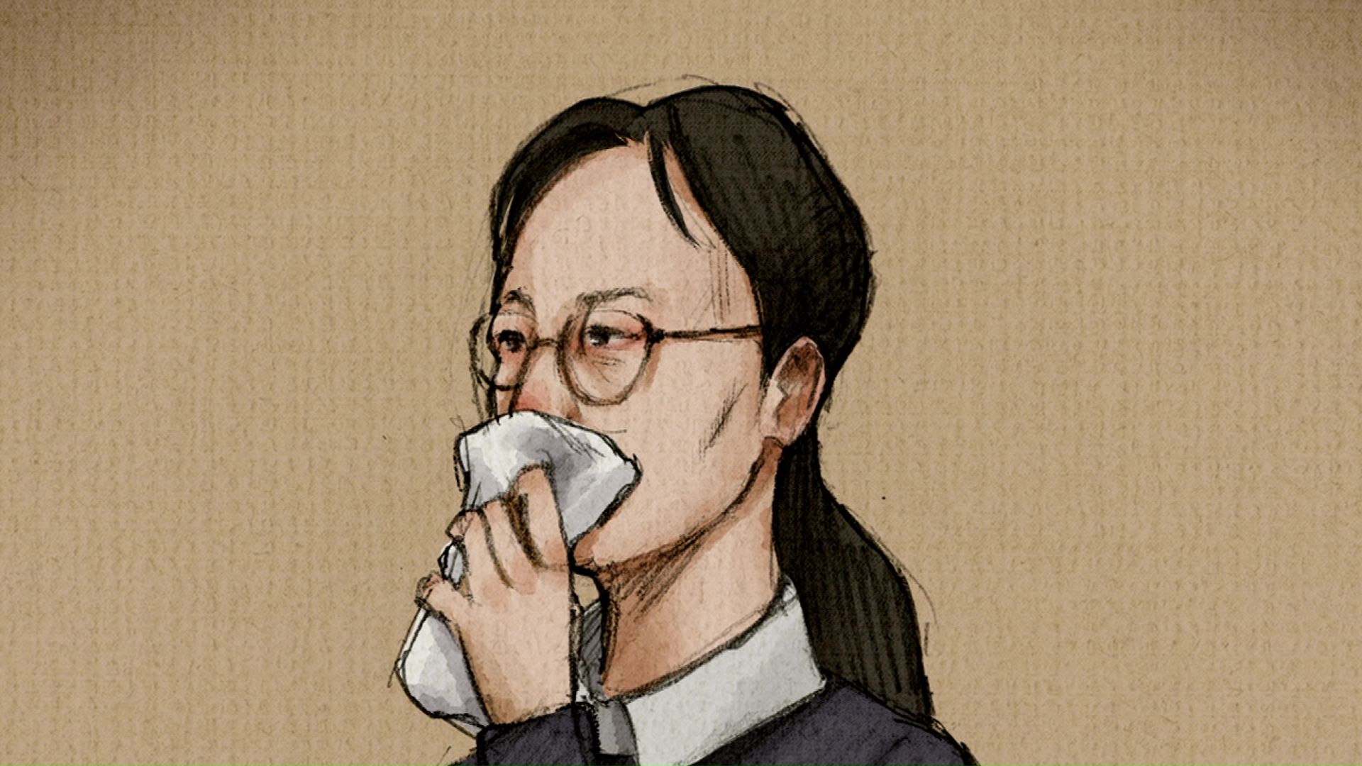 浩子被告は時折口元をおさえていた