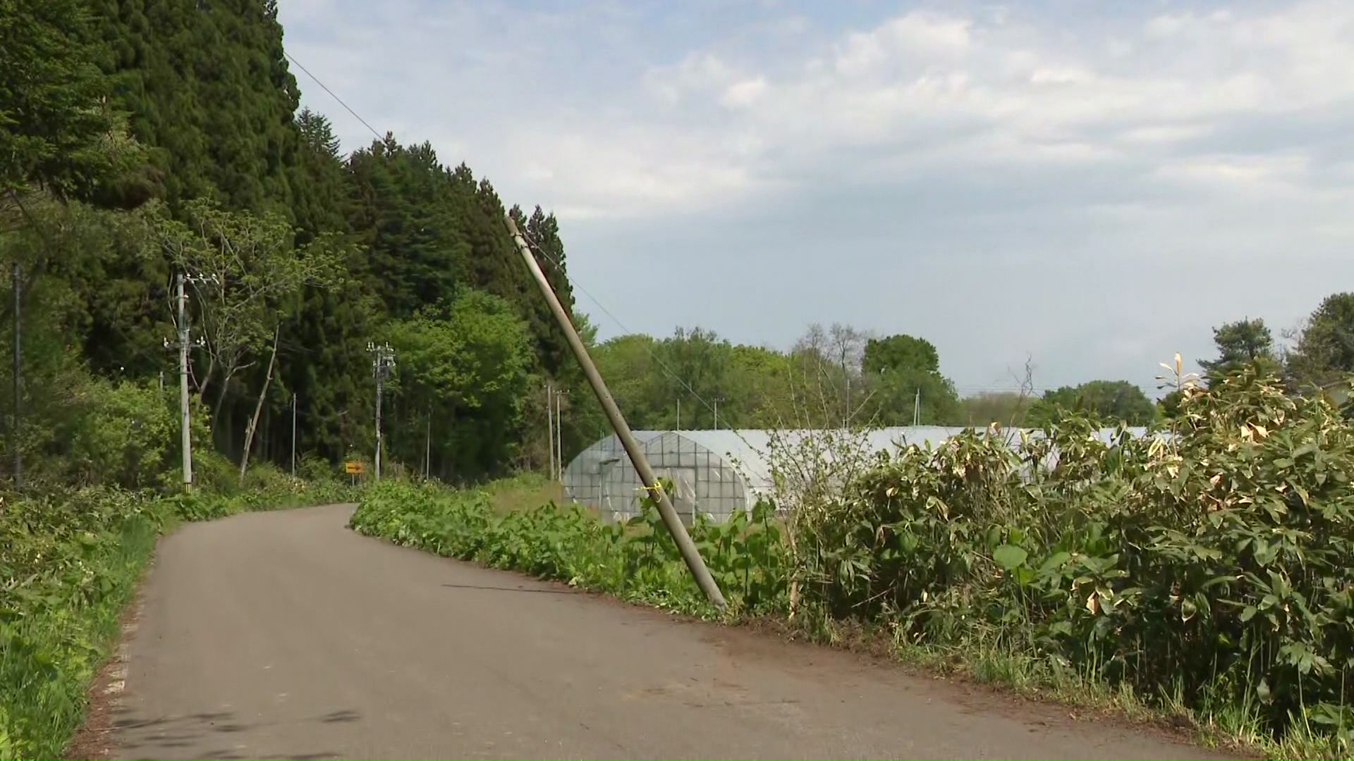 現場は緩い左カーブ