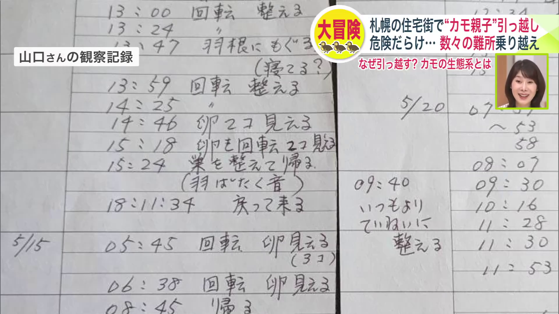 びっしりと書かれた山口さんの観察記録