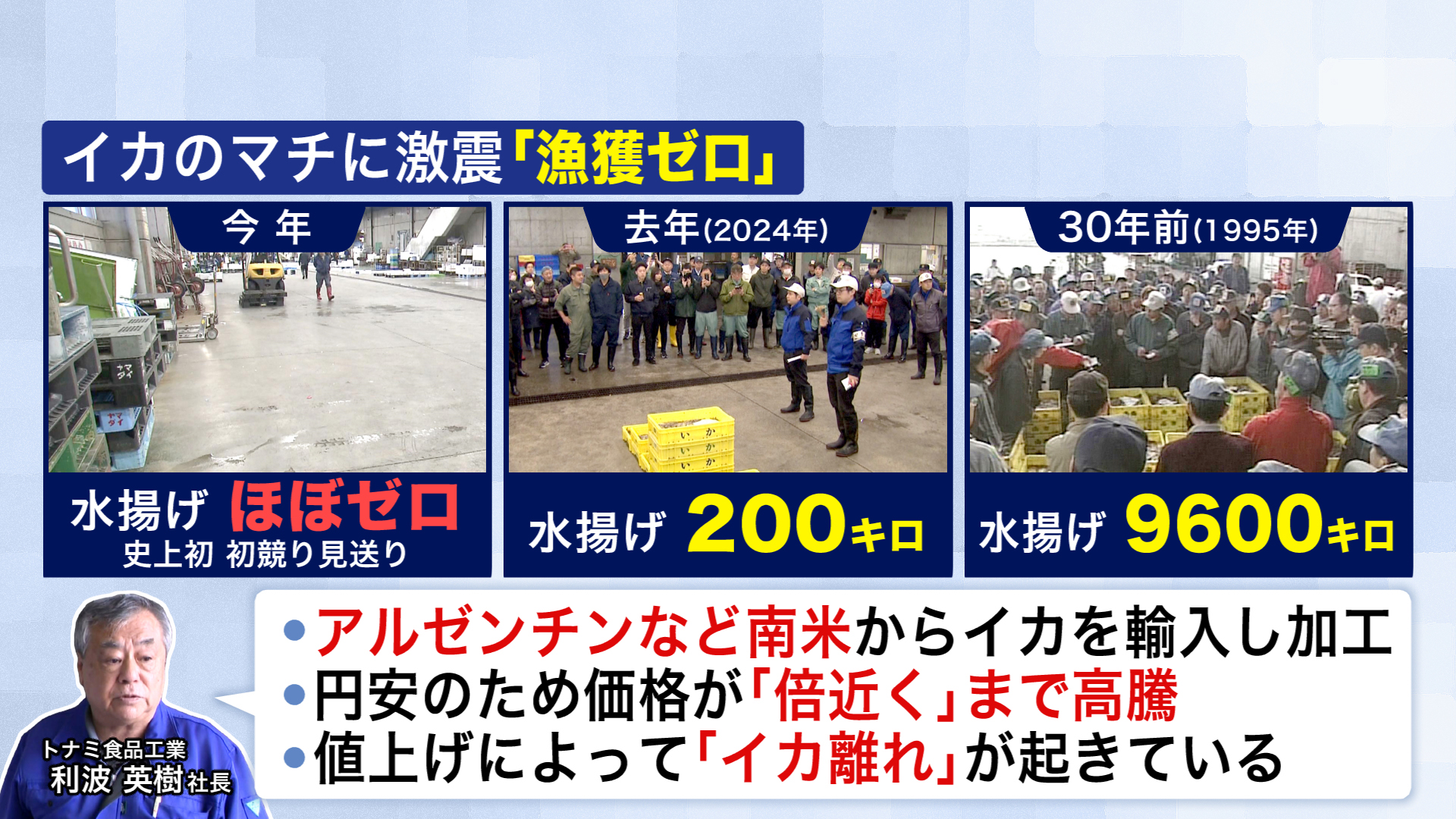 函館では「イカ離れ」が