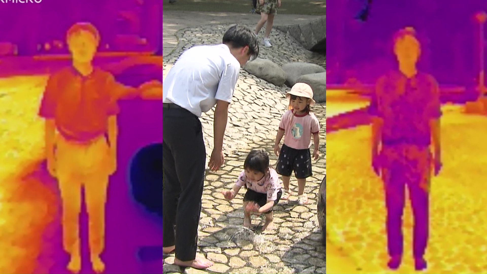 水に入る前（左）と入った後（右）
