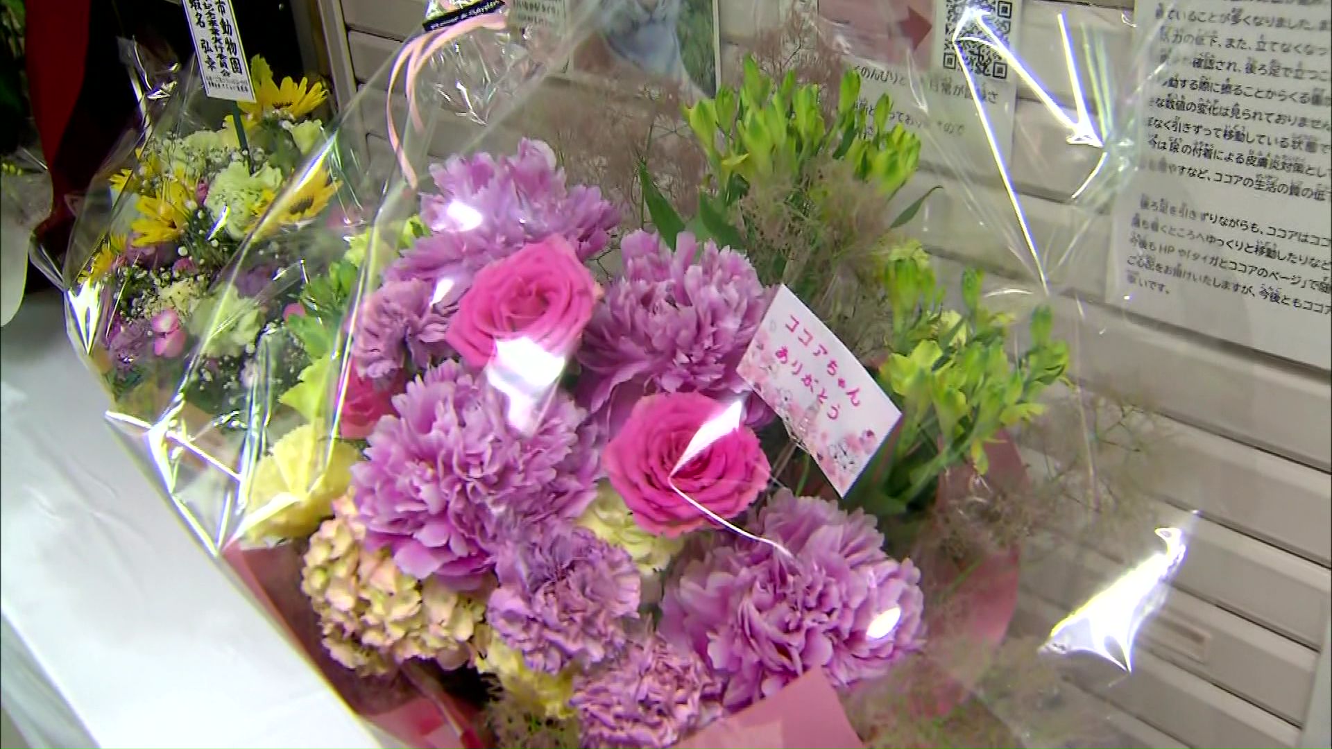 献花台には多くの花が