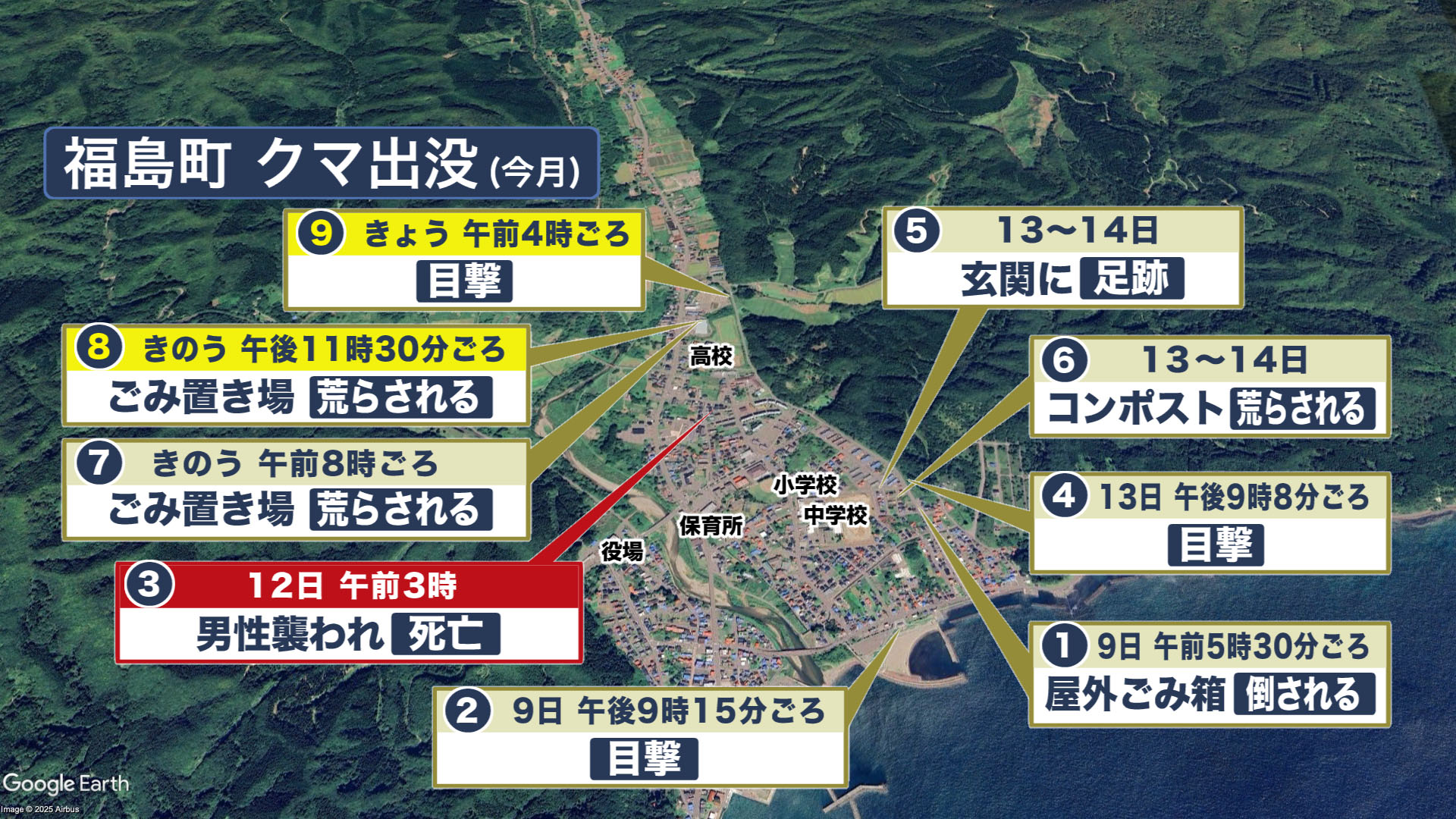 福島町 クマの出没について