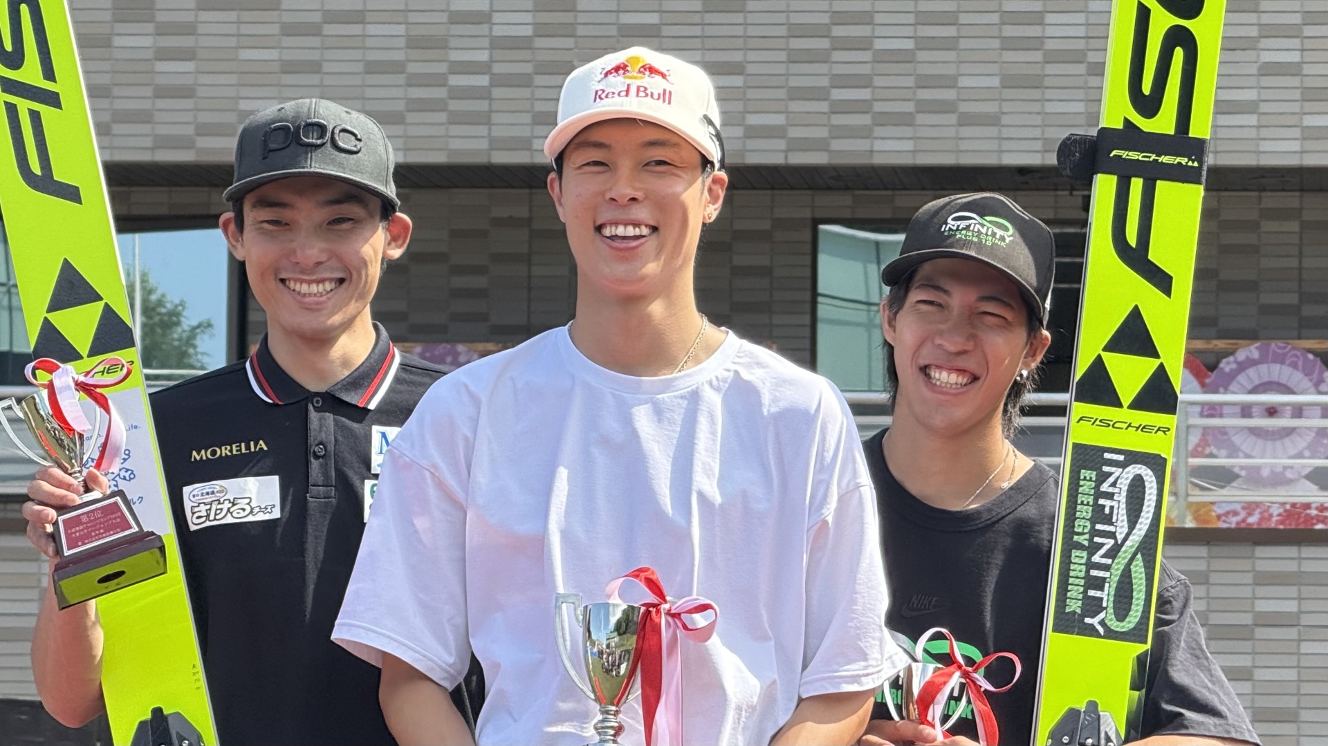 8月3日大成建設チャレンジカップ大倉山サマージャンプ 2位・小林朔太郎選手 優勝・小林陵侑選手 3位・二階堂蓮選手