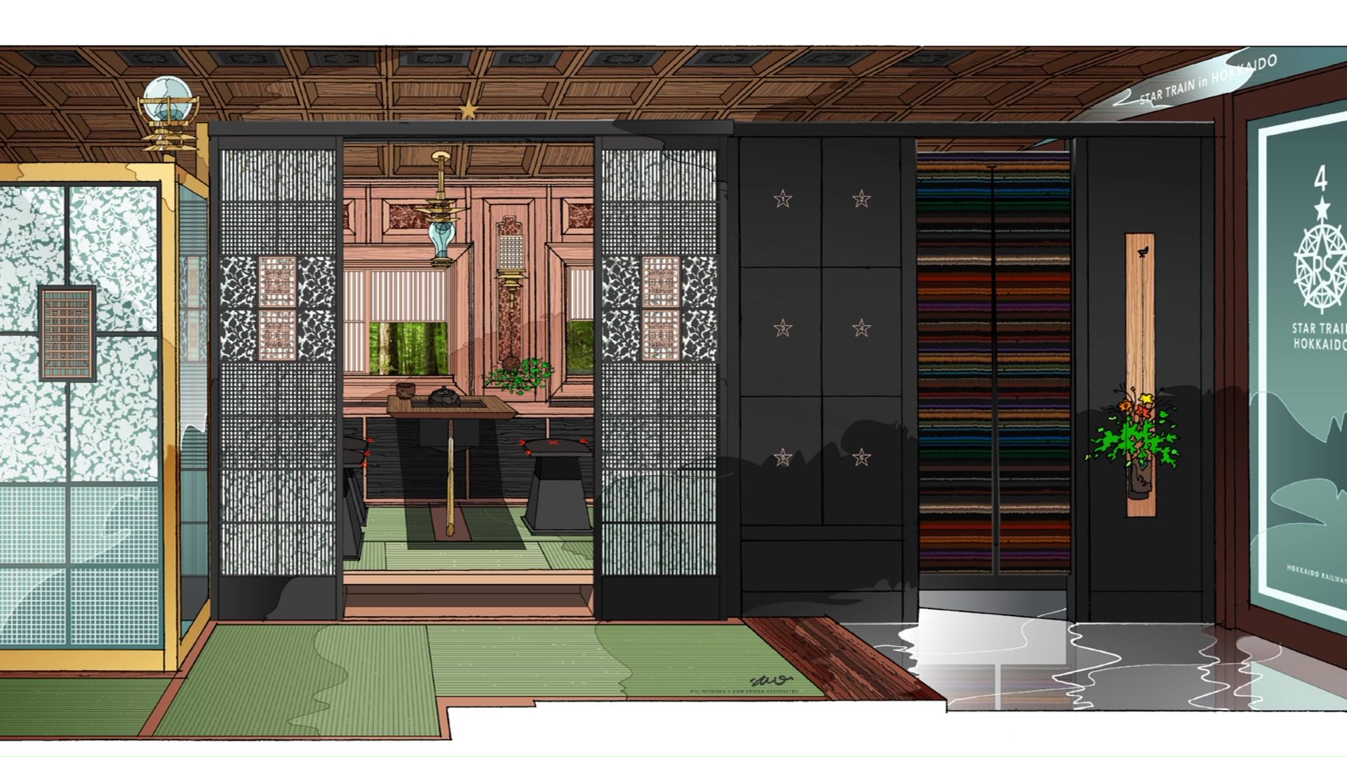 「赤い星」茶室の完成予想図(提供:JR北海道)