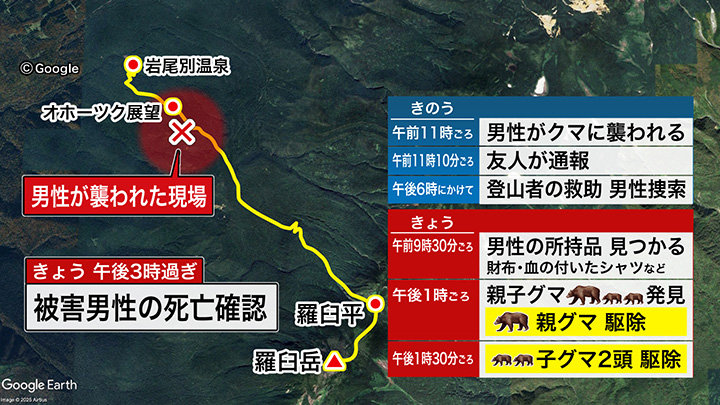 20代男性がクマに襲われた知床半島の羅臼岳