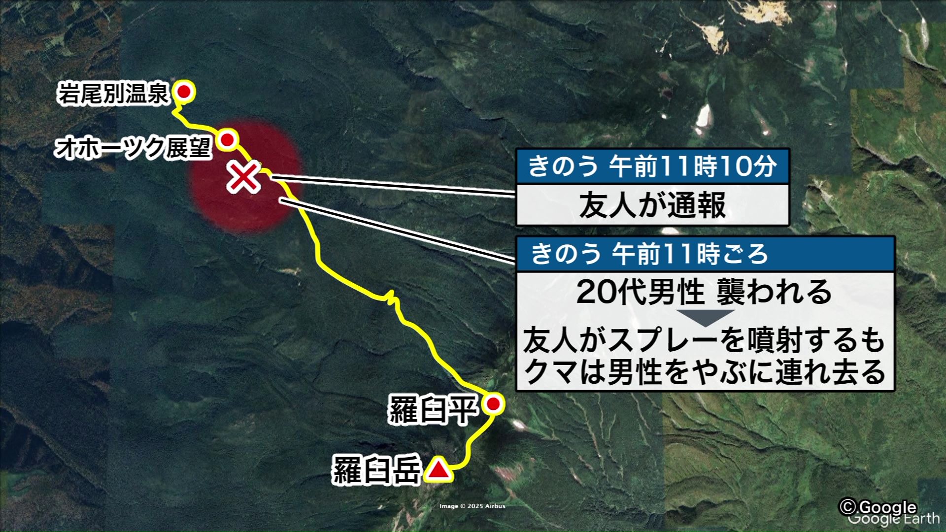 襲われた現場の位置関係