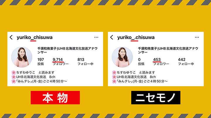 よく似たなりすましアカウントが