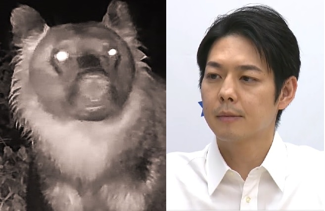 クマ問題について語る鈴木知事とヒグマ