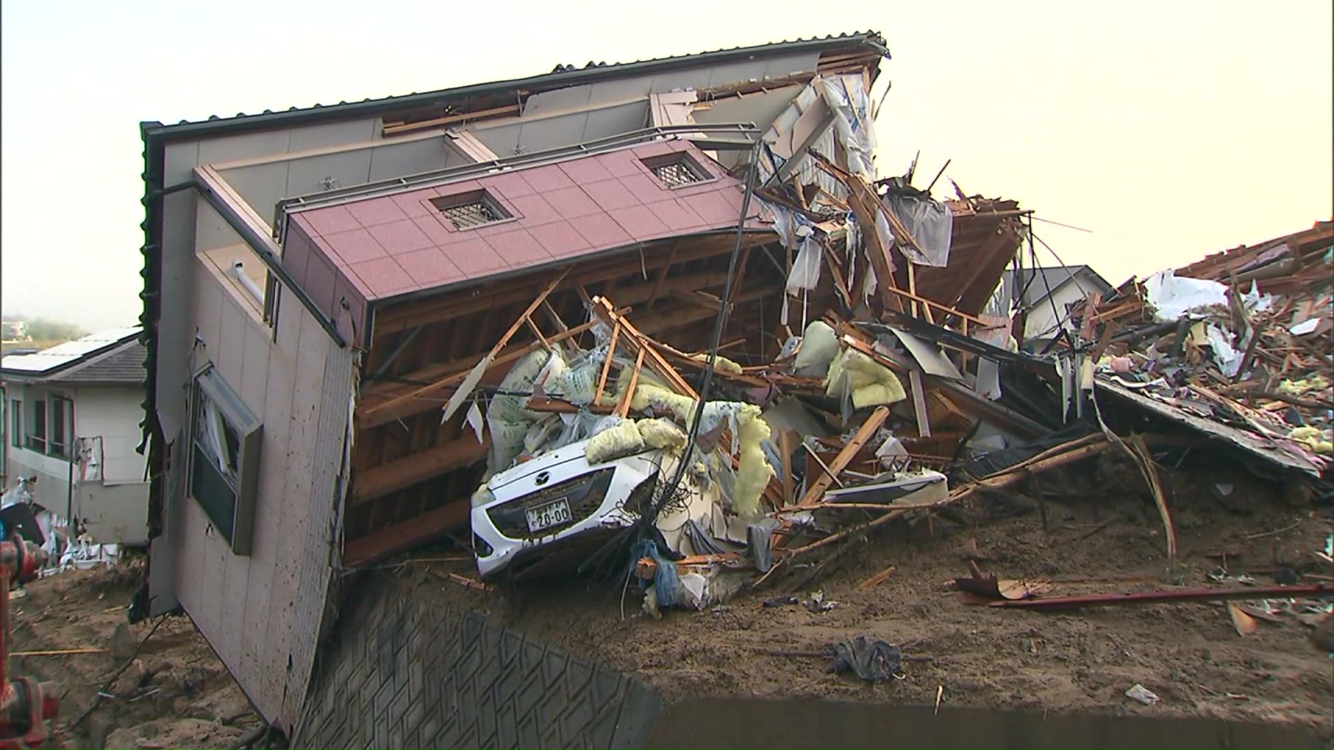 2018年の西日本豪雨の被害の様子