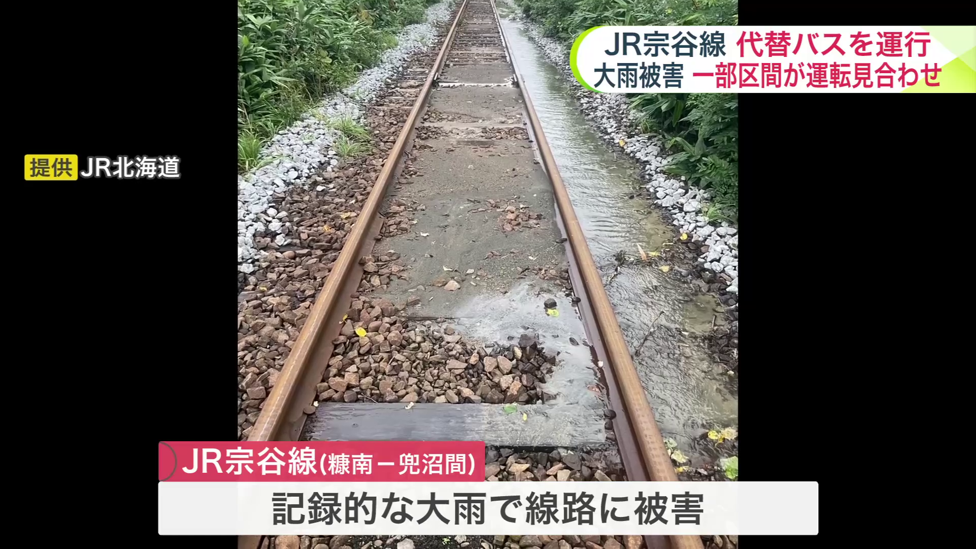 記録的な大雨で一部区間の線路に被害(提供:JR北海道)