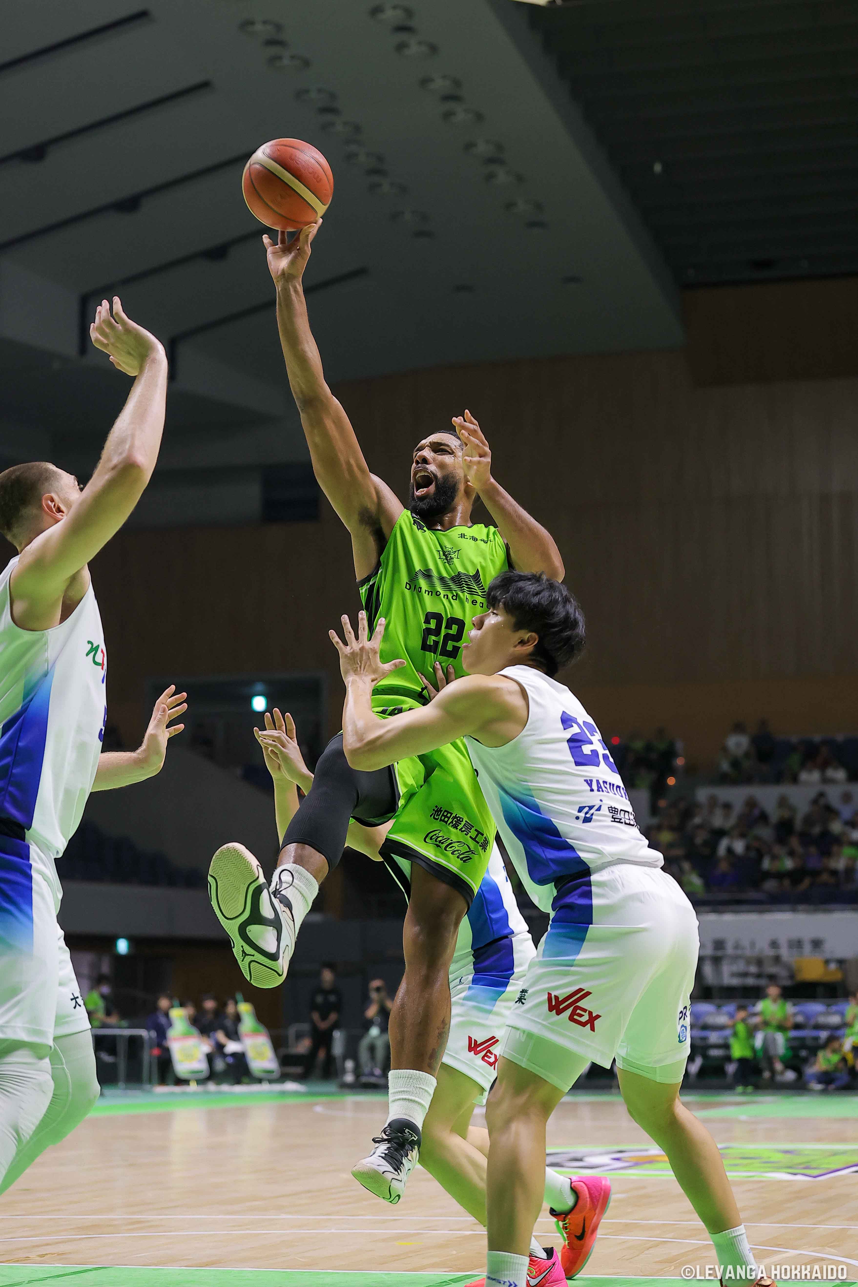 21日 FE名古屋戦のジャリル・オカフォー選手　提供 レバンガ北海道