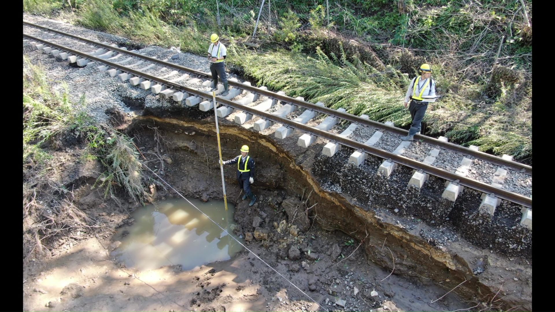 線路下の地盤が崩落(提供:JR北海道)