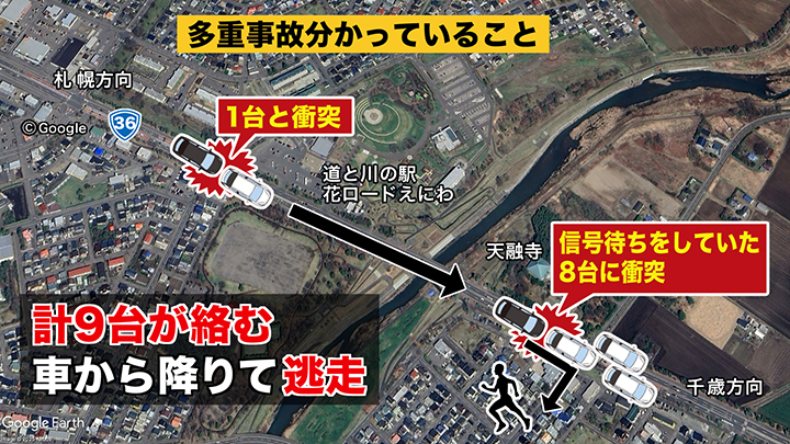 事故は「道と川の駅 花ロードえにわ」の付近で起きた