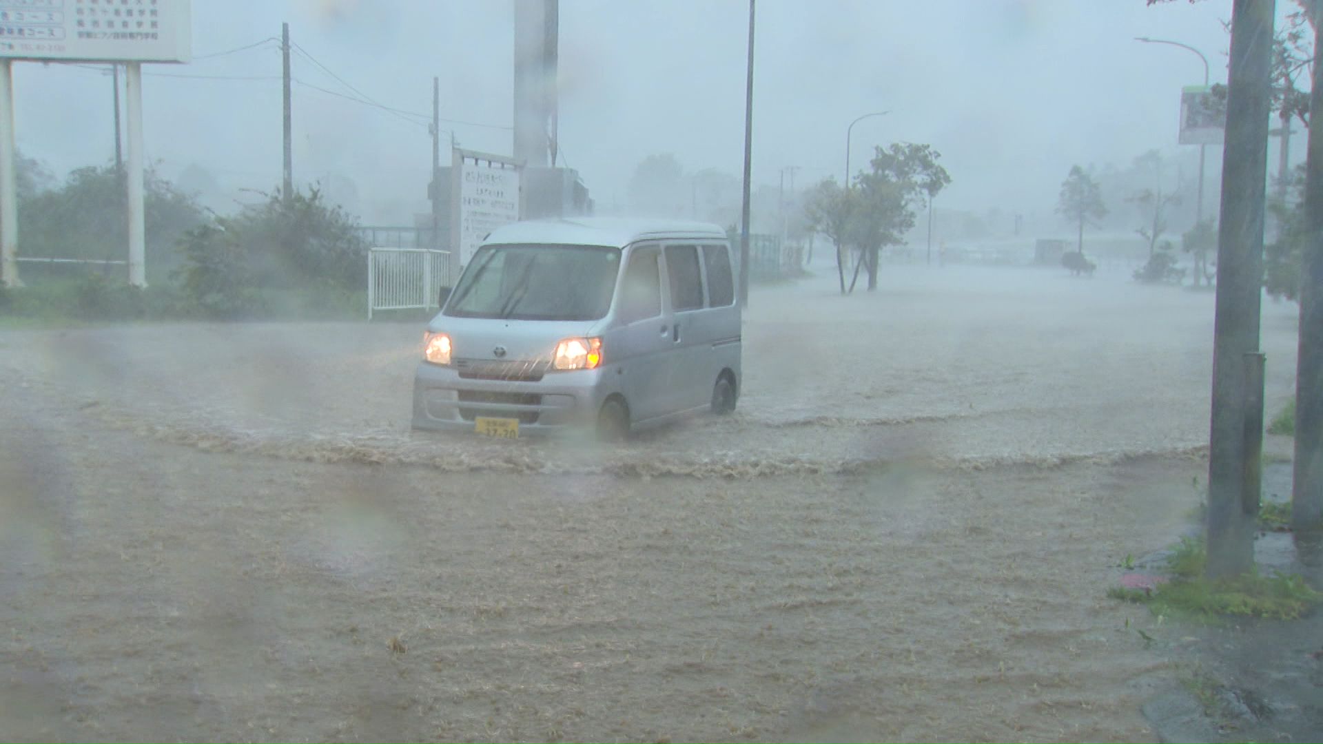 車のナンバープレートが辛うじて見える