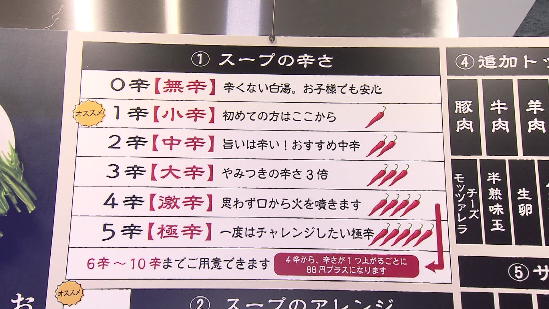 辛さは0~10辛まで選択可能