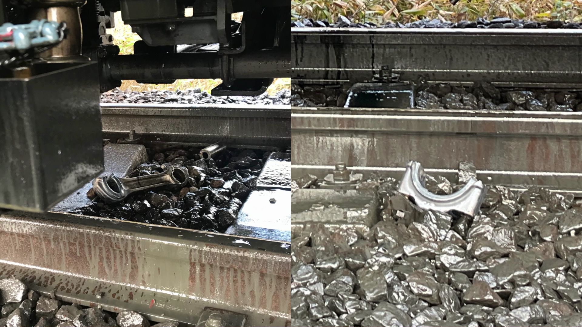 車両の下で見つかったエンジン内部の部品（提供：JR北海道）