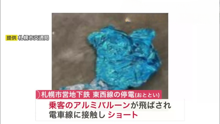 問題のアルミバルーン(提供:札幌市交通局)