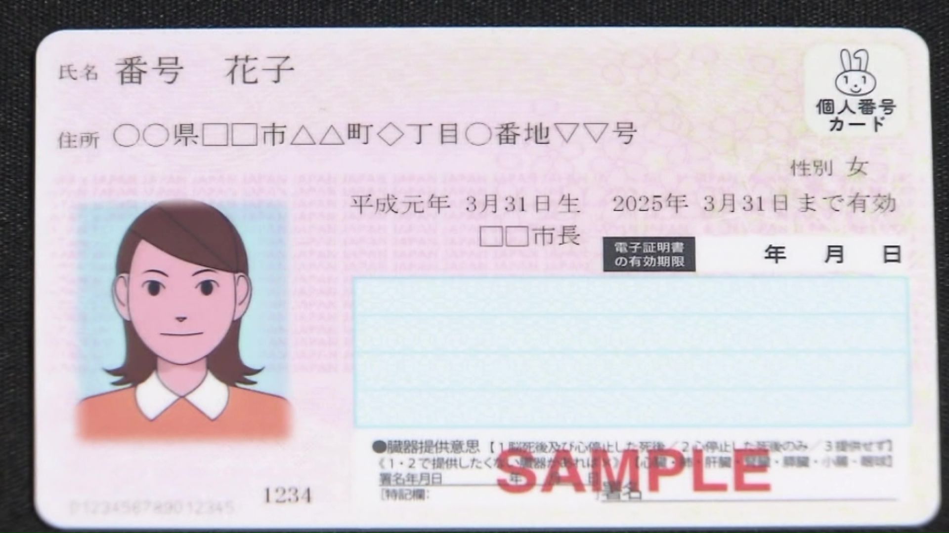 マイナカードのサンプル