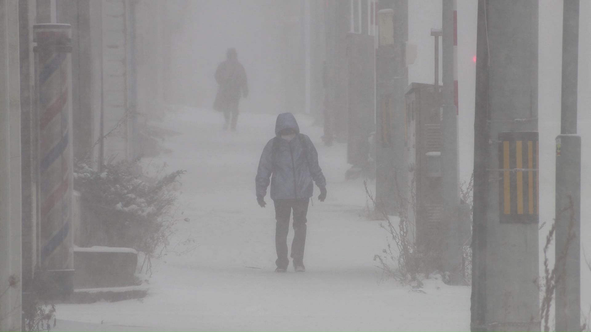 吹雪となった留萌市