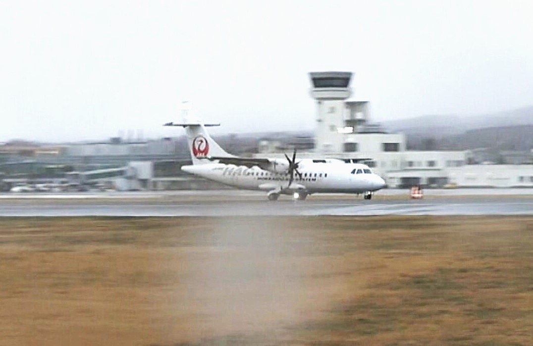 函館空港に着陸する機体