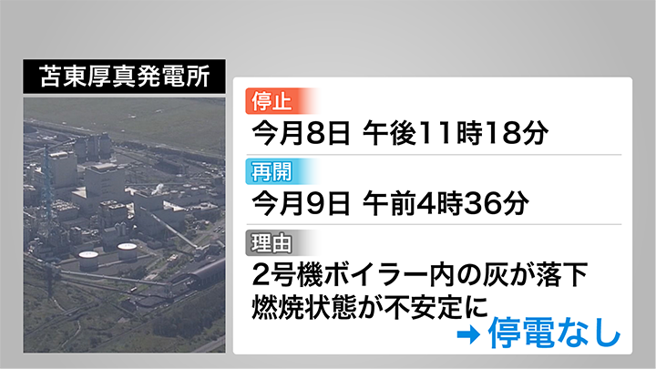 2号機が停止した苫東厚真発電所