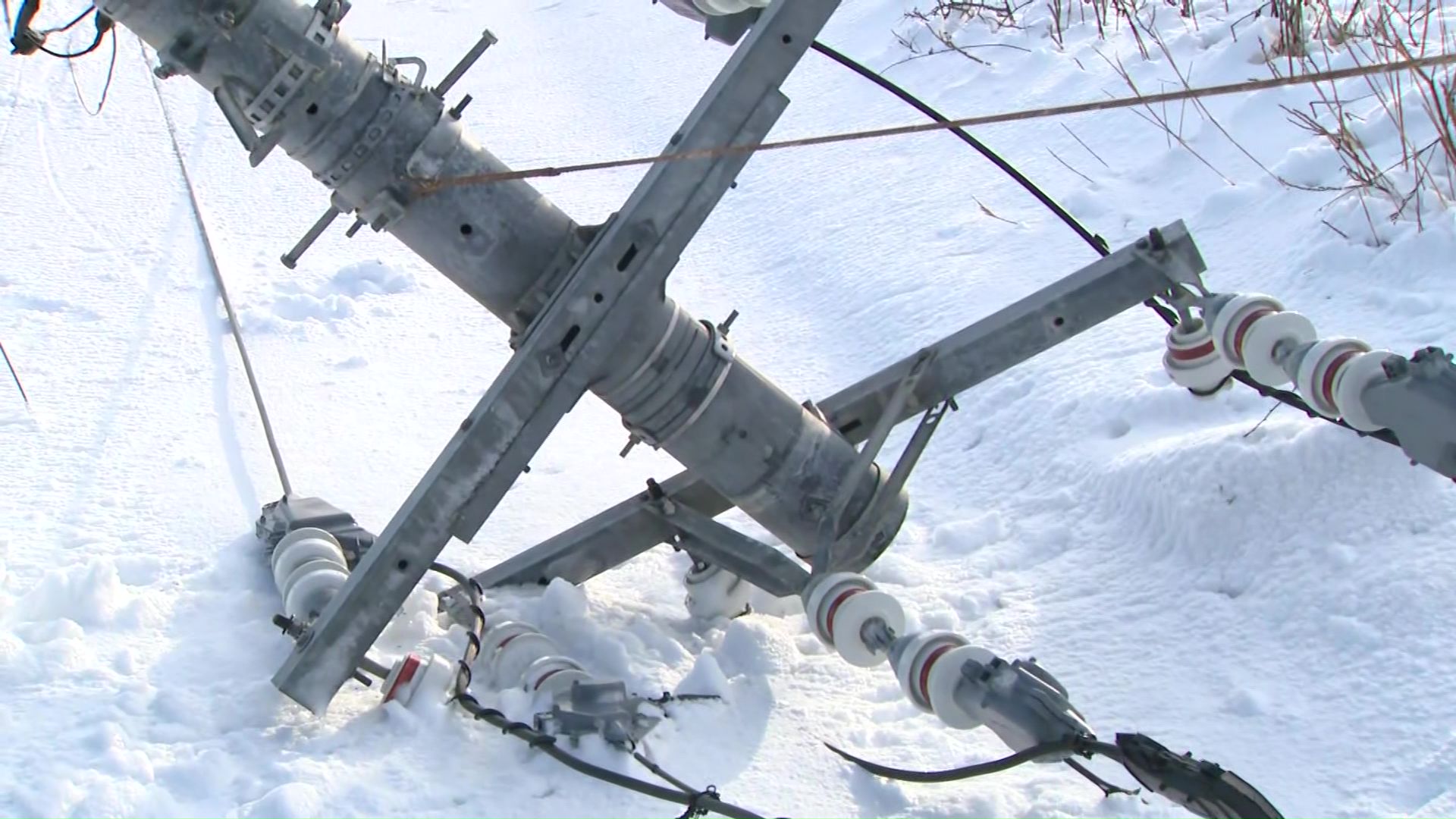 ぽっきりと折れた電柱