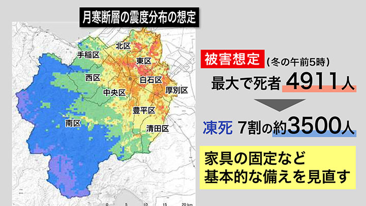 月寒断層の震度分布の想定