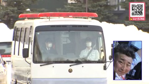 送検される松倉容疑者(写真は視聴者提供)