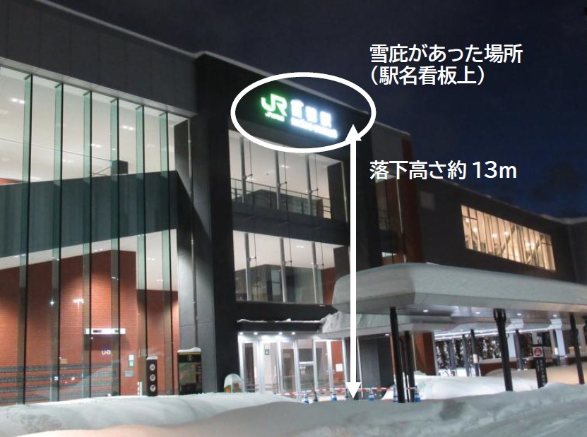 雪庇が落下したJR苗穂駅北口(提供:JR北海道)