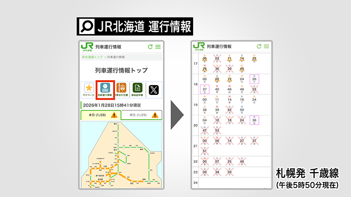 最新情報はJR北海道のホームページから確認